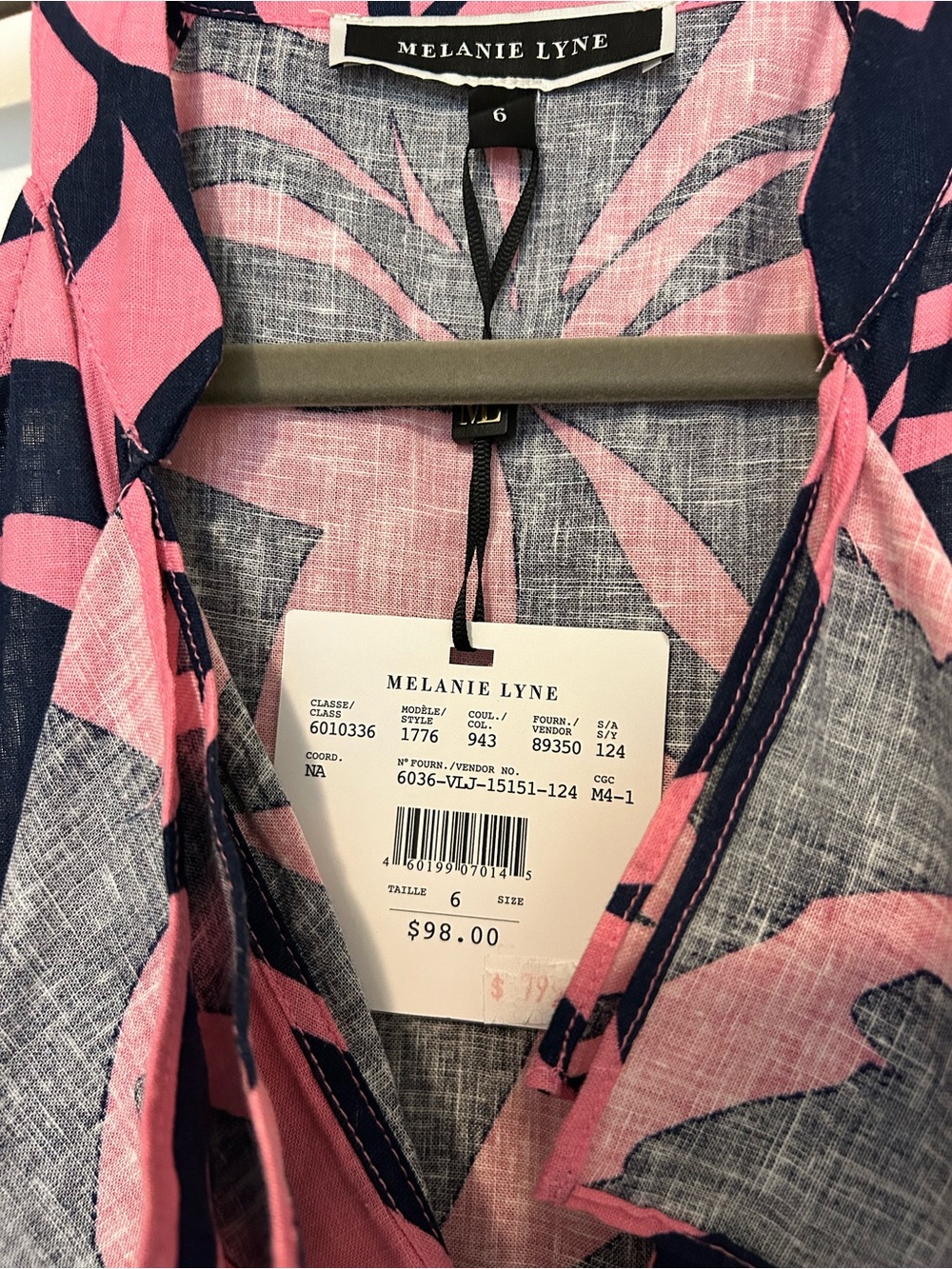 Melanie Lyne Pink & Navy Printed Blouse